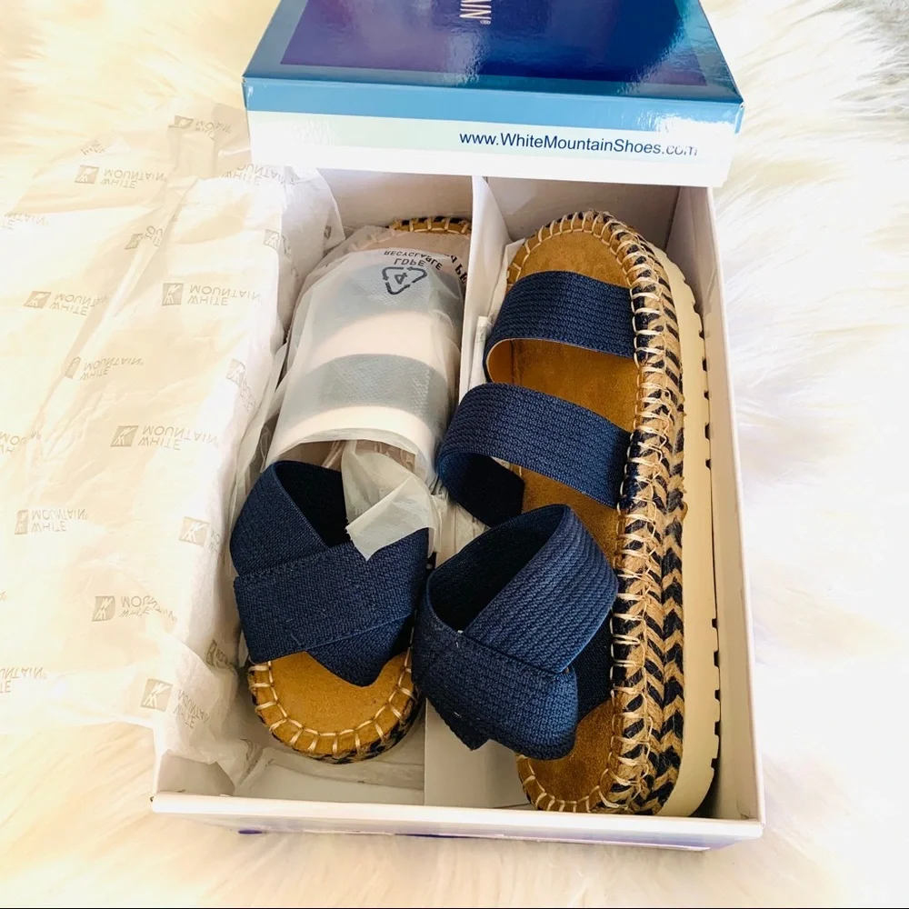 NEW White Mountain Kolton Stretch Strappy Chunky Platform Espadrille Sandals
